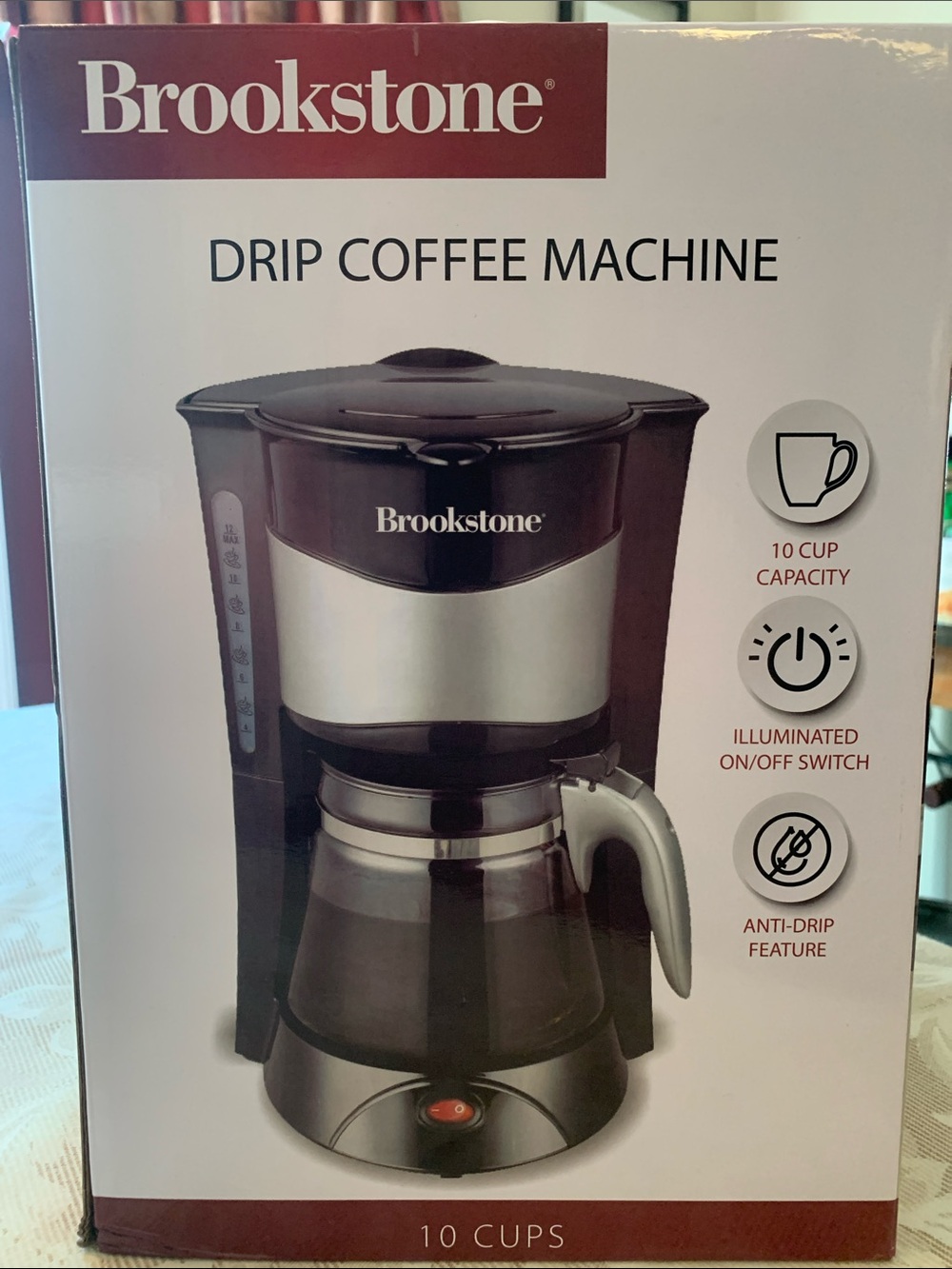 NEVER USED! Brookstone Black and Silver Drip Coffee Maker